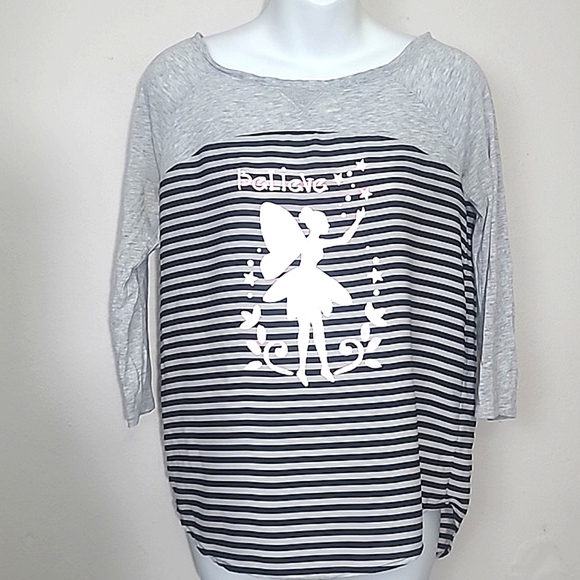 T shirt top 3/4 long sleeve lightweight Handpainted Fairy  Fairycore Whimsigoth - Picture 2 of 4